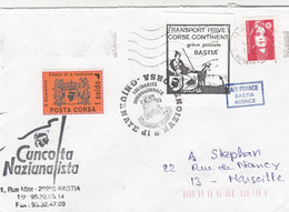 LETTRE. GREVE POSTALE BASTIA. 16 3 1995. TIMBRE N° 18 (SANS  FORTIN)+ VTIMBRE POSTA CORSA 1 SOLDO. TIMBRE DE FRANCE A MA - Documents