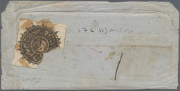 Afghanistan: 1874. 1291 Tiger's Head Issue, ½ Rupee Cancelled By Bite And Brown Blur Cancel, On Reve - Afghanistan