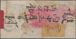 China: 1894, Dowager 3 Cdn. Horizontal Pair With Blue Seal "Peking" And Blue "CUSTOMS PEKING MAR 13 - 1912-1949 Republiek