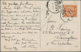 China: 1912, 1 C. Waterlow Ovpt. Tied Lunar Dater "Shantung Tsining ..-6.22" To Ppc "entrance To St. - 1912-1949 Republic