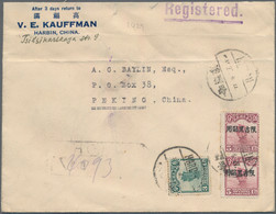 China: 1923/26, Unoverprinted Junk 3 C. With Overprinted Junk 5 C. (pair) Tied "HARBIN 27.4.29" To R - Briefe U. Dokumente