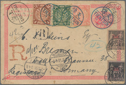 China - Ganzsachen: 1897, Card ICP 1 C. Registered: Uprated Coiling Dragon 4 C. Brown, 5 C. Flesh, 1 - Postcards