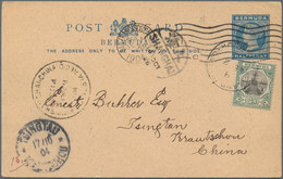 China - Incoming Mail: 1904, Bermuda, Card QV 1/2d Uprated 1/2d. Canc. "IRELAND ISLAND BERMUDA SE 2 - Other & Unclassified