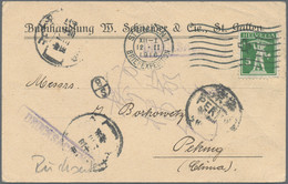 China - Incoming Mail: 1916, Switzerland, Tell Boy 5 Rp. Tied Machine "ST. GALLEN1 12 II 1916" To Ca - Other & Unclassified