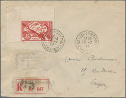 Französisch-Indochina: 1944, Sports 50 C. Tied "SAIGON PRINCIPAL 10-7 44" To Registered Local Cover - Cartas & Documentos