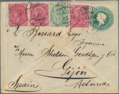 Indien: 1899/1907 Three Postal Stationery Envelopes Used To Uncommon Destinations, With 1a. Env., Up - 1902-11  Edward VII