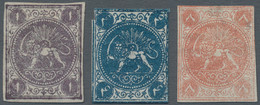 Iran: 1870, 1 Shahi Purple, 4 Shahis Blue And 8 Shahis Orange Red, All Type IV, Mint, Certificates S - Irán