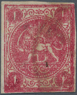 Iran: 1876, 1 Kran Carmine On Laid Paper, Type D, Used, Certificate Sadri. - Irán