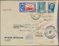 Iran: 1943, Censored Airmail Cover From Teheran To Bale, Switzerland, Franked With 10 R Brown/blue F - Irán