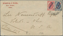 Japanische Post In China: 1901, Ovpt. 3 K., 7 K. Tied "TCHIFU 3 XII 01" With Faint Boxed "PAQUEBOT" - 1943-45 Shanghai & Nanjing