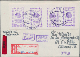 Jemen - Königreich: 1966 Air Provisionals: 10b. Violet On White Paper, Type II, Horiz. STRIP OF FOUR - Yemen