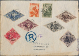 Tannu-Tuwa: 1934 'Landscape' Complete Set Of 8 IMPERF, Used On Registered Cover From Kizil To L. Ede - Touva