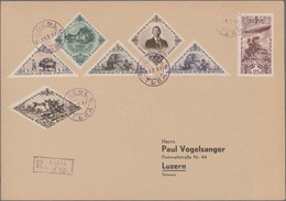 Tannu-Tuwa: 1936 'Tuva Republic' Issue: Six Postage Stamps (1k. To 40k.) And Air 25k. Used On Regist - Touva