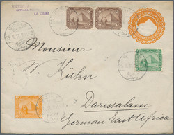 Ägypten - Ganzsachen: 1907 Postal Stationery Envelope 3m. Orange Used From Gizira To Daressalam, Ger - Otros & Sin Clasificación