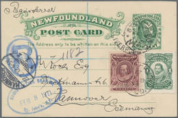 Neufundland - Ganzsachen: 1912, Card KGV 1d Green Uprated 1d, 6d Canc. "ST. JOHN'S 8 FE 1912" With B - Postal Stationery