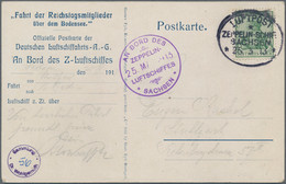 Zeppelinpost Deutschland: 1913, Zeppelin LZ 17 Sachsen, 5 Pf Germania Auf Offizieller Karte "Fahrt D - Correo Aéreo & Zeppelin