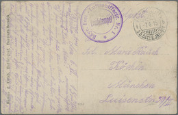 Zeppelinpost Deutschland: 1915, Bayr. Fest.-Luftschiffertr. Nr. 1, Violetter Truppenstempel Auf Feld - Correo Aéreo & Zeppelin