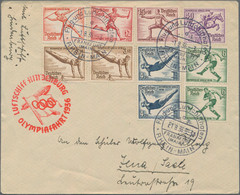 Zeppelinpost Deutschland: 1936, Olympiafahrt, Zwei Briefe Mit Attraktiven Frankaturen Olympiamarken, - Correo Aéreo & Zeppelin
