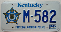 Plaque D'immatriculation - USA - Etat De Kentucky - Fraternal Order Of Police - - Plaques D'immatriculation