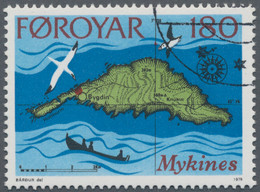 Dänemark - Färöer: 1978, 180 O, Mykines, With PRINTING ERROR "SHIFTED RED-BROWN COLOR", Obliterated. - Faroe Islands