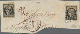 Frankreich - Stempel: 1849, ALGERIA, 2 X 10 C Black On Buff, Full Margins Each, Tied By Diamond Grid - 1849-1876: Classic Period