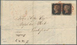 Großbritannien: 1841(January), 1 P. Black (MA/MB) With Full Margins In A Horizontal Pair As Multiple - Lettres & Documents