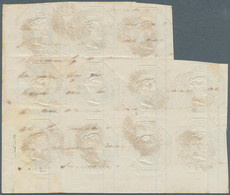 Großbritannien: 1847: The UNIQUE BLOCK OF ELEVEN Of The 1 Shilling Embossed. 1 Sh. Green – Imperf – - Used Stamps