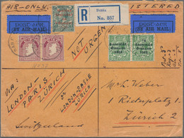 Irland: 1924 Registered Airmail Cover From Dublin To Zurich, Switzerland Via London, Franked By Firs - Cartas & Documentos