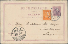 Island - Ganzsachen: 1907, Reply Card 8a. Purple Uprated By 3a. Orange, Used From "REYKJAVIK 18.11.0 - Postal Stationery