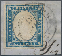 Italien - Altitalienische Staaten: Sardinien: 1861, 20c. Grey-cobalt, Fresh Colour And Full To Large - Sardinia