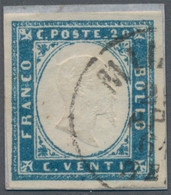 Italien - Altitalienische Staaten: Sardinien: 1861, 20c. Cobalt-blue, Fresh Colour And Full To Large - Sardinia