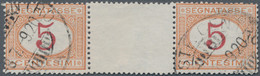 Italien - Portomarken: 1890, 5 Cent. Orange/carmin, Horizontal Gutter Pair, Cancelled "TRIESTE CENTR - Impuestos