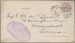 Malta: 1884 Commercial Cover To Germany Franked By GB 1883 2½d. Lilac Tied By "MALTA/B/SP 19/84"-"A2 - Malta