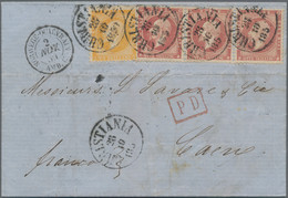 Norwegen: 1859, 2 Sk And A Strip Of Three 8 Sk, "Oskar I.", Each With Cds "CHRISTIANA, 28 10 1859", - Briefe U. Dokumente