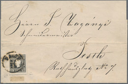 Österreich: 1858/59: Örtlicher Brief Aus Pesth Mit Schwarzen 3 Kr (Type I.b.) Unten Mit Andreaskreuz - Cartas & Documentos