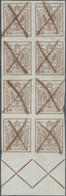 Österreich - Lombardei Und Venetien: 1850, 30 C Braun, Erstdruck, Senkrechter Achterblock Mit Unten - Lombardy-Venetia