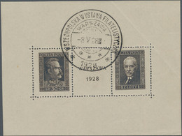 Polen: 1928, Stamp Exhibition Warsaw Souvenir Sheet, Used With Exhibition '8.V.28' Datestamp, With A - Andere & Zonder Classificatie