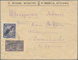 Russland: 1922 Cover From Moscow To Emmenbrücke, Switzerland By Train, Franked By 22,500r. Violet An - Cartas & Documentos