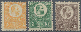 Ungarn: 1871 Engraved 2kr., 3kr. And 15kr., All Mint With Remnants Of Several Hinges On Part Gum, Fr - Cartas & Documentos