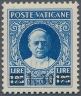 Vatikan: 1934, 1.30 L. On 1.25 L. (1929 Issue) Blue With THIN OVERPRINT, Fresh And Fine Unmounted Mi - Nuevos