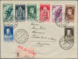 Vatikan: 1936 'Exhibition' Complete Set Of 8 Used On Registered Cover To Switzerland In 1939, All Ti - Cartas & Documentos