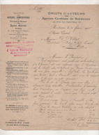 LETTRE SOCIETE DES AUTEURS COMPOSITEURS ET EDITEURS DE MUSIQUE PARIS / BORDEAUX 1905 - RELANCE VELOCE CLUB LA BREDE - Manuscripts
