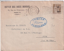 PAIX SURCHARGE ! - 1935 - SEUL SUR LETTRE De PARIS => RIOM - 1932-39 Vrede