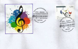 2021.Centenaire De L'Hymne Nationale Andorran "Le Grand Charlemagne". FDC Andorra - Storia Postale