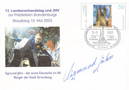 Autograph Cover Sigmund Jahn, The First German In The Space - Signed A German Postal Stationary 2003 Used In Strausberg - Esposizioni Filateliche