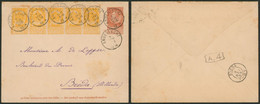 EP Au Type Env. 10ctm Orange + N°54 En Bande De 5 Obl S.C. "Anderlecht" (1894) > Breda (hollande) + Arrivée / Fine Barbe - Enveloppes