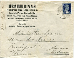 TURQUIE LETTRE DEPART BEYOGLU 11-10-1934 ISTAMBUL POUR MONACO - Lettres & Documents