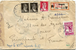 TURQUIE LETTRE RECOMMANDEE CENSUREE DEPART SILSI 13-10-43 POUR MONACO - Cartas & Documentos