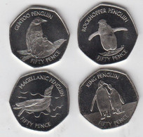 Falkland Island Coins Set Of 4, 2020 50p Coins - Penguins Uncirculated - Falklandinseln
