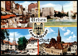 ÄLTERE POSTKARTE UELZEN HERZOGENPLATZ AM KREISHAUS FUSSGÄNGERZONE BAHNHOFSTRASSE RATHAUS VW Käfer Ansichtskarte Postcard - Uelzen